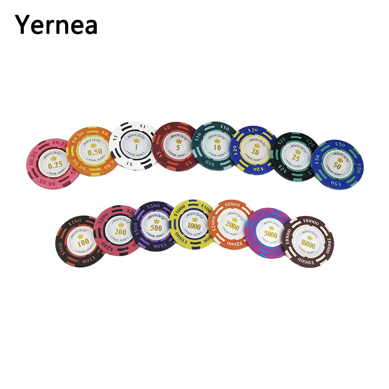 Yernea 20PCS/Lot Poker Chips 14g US Dollar Sticky Clay Coin Baccarat Mahjong Texas Hold'em Poker set For Game Chips Color Crown
Yernea 20PCS/Lot Poker Chips 14g US Dollar Sticky Clay Coin Baccarat Mahjong Texas Hold'em Poker set For Game Chips Color Crown
