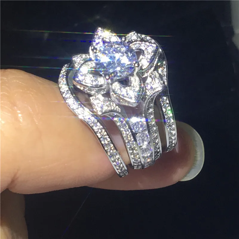 Vintage 3-in-1 Flower 925 Sterling Silver ring AAAAA cz Stone Engagement Wedding Band Rings for women Bridal Statement Jewelry
Vintage 3-in-1 Flower 925 Sterling Silver ring AAAAA cz Stone Engagement Wedding Band Rings for women Bridal Statement Jewelry