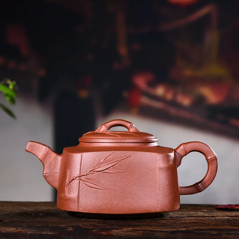 320ml Genuine Yixing Zisha Teapot Famous Handmade Qingshui Mud Bamboo Quartet Tea Pot Kung Fu Purple Clay Tea Kettle
320ml Genuine Yixing Zisha Teapot Famous Handmade Qingshui Mud Bamboo Quartet Tea Pot Kung Fu Purple Clay Tea Kettle