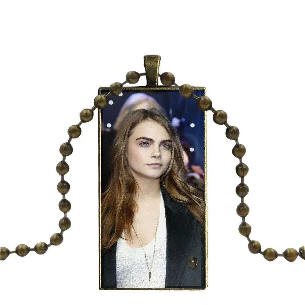 Kendall Jenner Cara Delevingne For Unisex Vintage Jewelry Bronze Color Glass Cabochon Choker Pendant Long Rectangle Necklace | Украшения и