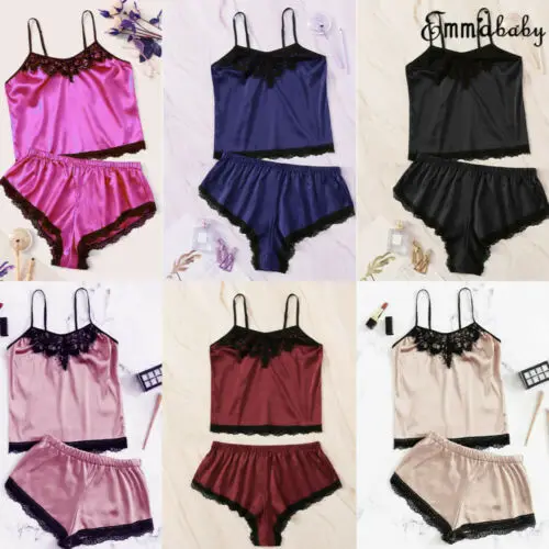 2pcs/set Womens Sexy Pajamas Silk Pyjamas Sleepwear Strappy Tops + Triangular shorts Lingerie Sexy Set S-XL
2pcs/set Womens Sexy Pajamas Silk Pyjamas Sleepwear Strappy Tops + Triangular shorts Lingerie Sexy Set S-XL