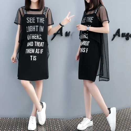 Новая Корейская версия свободного платья большого размера Женская одежда |