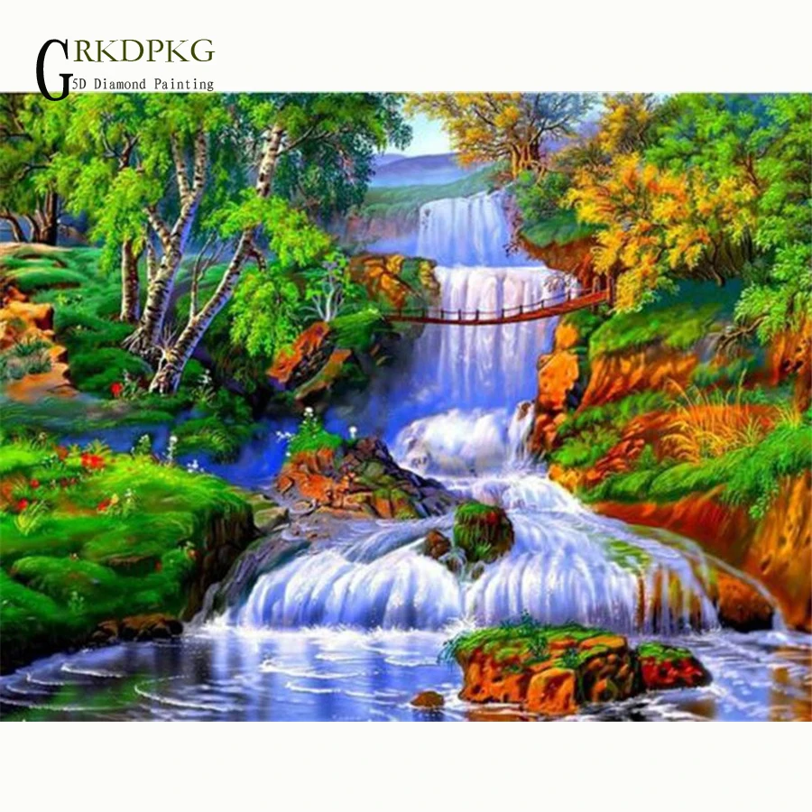 

Алмазная живопись 5d GRKDPKJ, полноразмерная картина «сделай сам» с изображением водопада, украшение для свадьбы cx, аксессуары для рисования, ст...