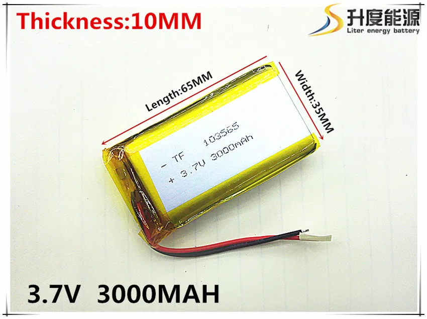 li-po 1pcs/lot 103565 3.7 V lithium polymer battery 3000 mah DIY mobile emergency power charging treasure battery
li-po 1pcs/lot 103565 3.7 V lithium polymer battery 3000 mah DIY mobile emergency power charging treasure battery