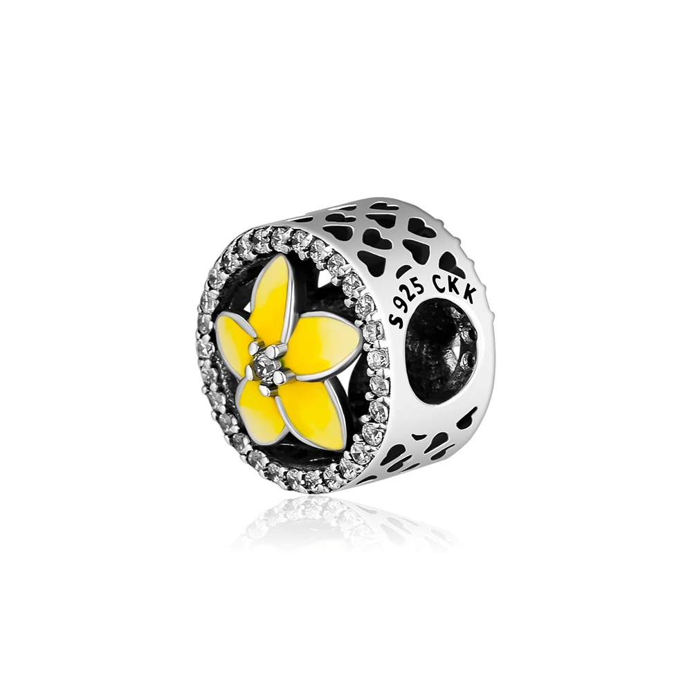 

Fits Bracelets Plumeria Flower Charms S925 Original Sterling Silver Charm Beads for Jewelry Making kralen berloques