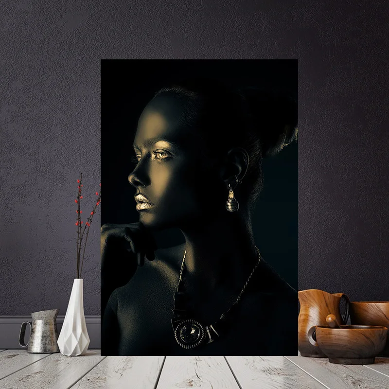 Black Gold African Nude Woman Indian Portrait Canvas Painting Posters and Print Scandinavian Wall Art Picture for Living Room
Black Gold African Nude Woman Indian Portrait Canvas Painting Posters and Print Scandinavian Wall Art Picture for Living Room