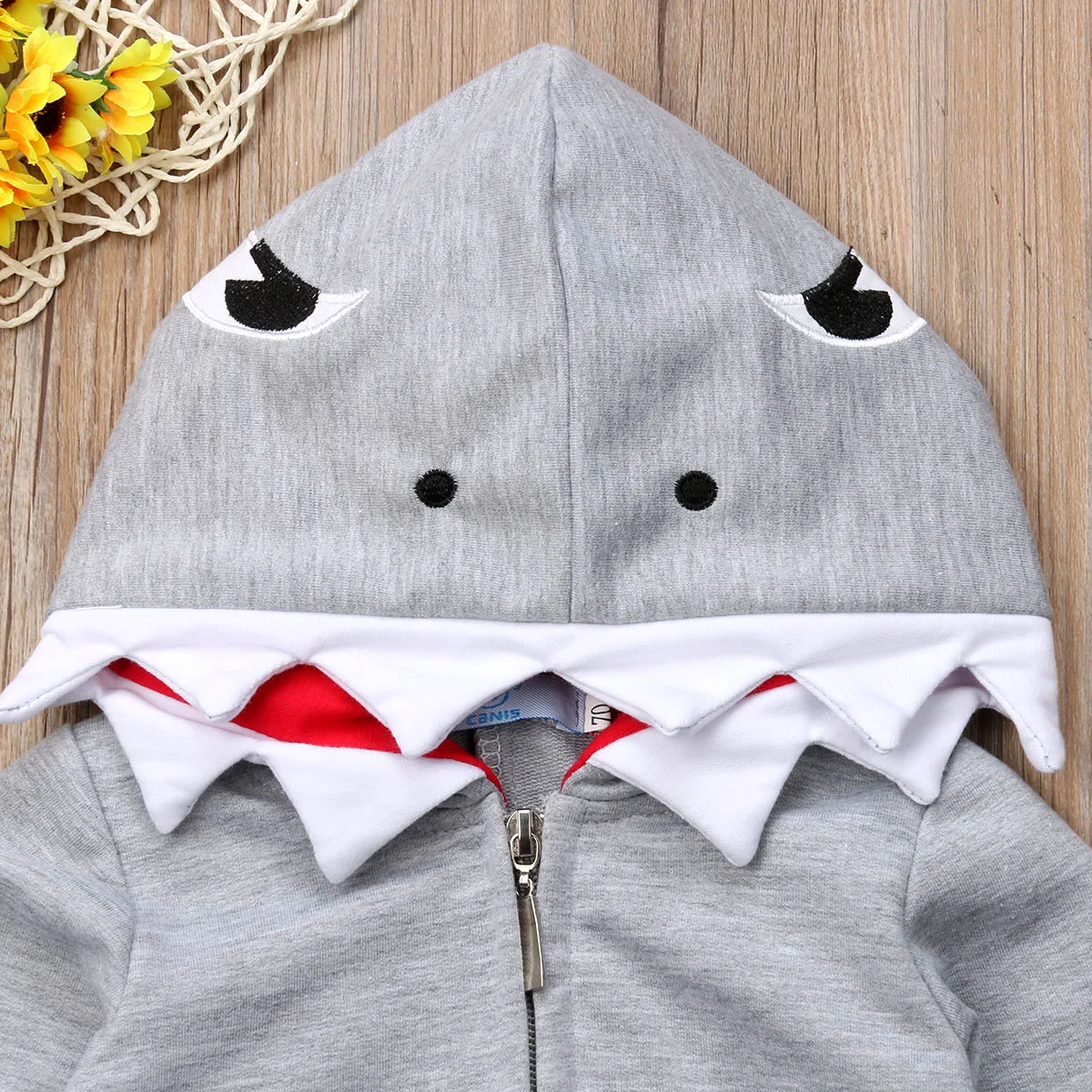 Комбинезон с капюшоном акулой для новорожденных и маленьких мальчиков теплые