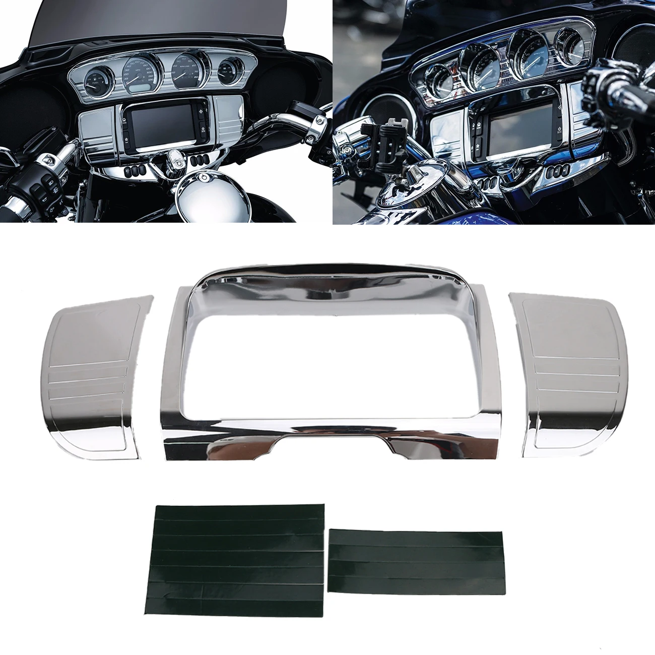 New Chrome Tri Line Stereo Trim Covers For Harley Touring Electra Road King Street Glide Ultra 2014 - 2017 ABS Motorcycle Part
New Chrome Tri Line Stereo Trim Covers For Harley Touring Electra Road King Street Glide Ultra 2014 - 2017 ABS Motorcycle Part