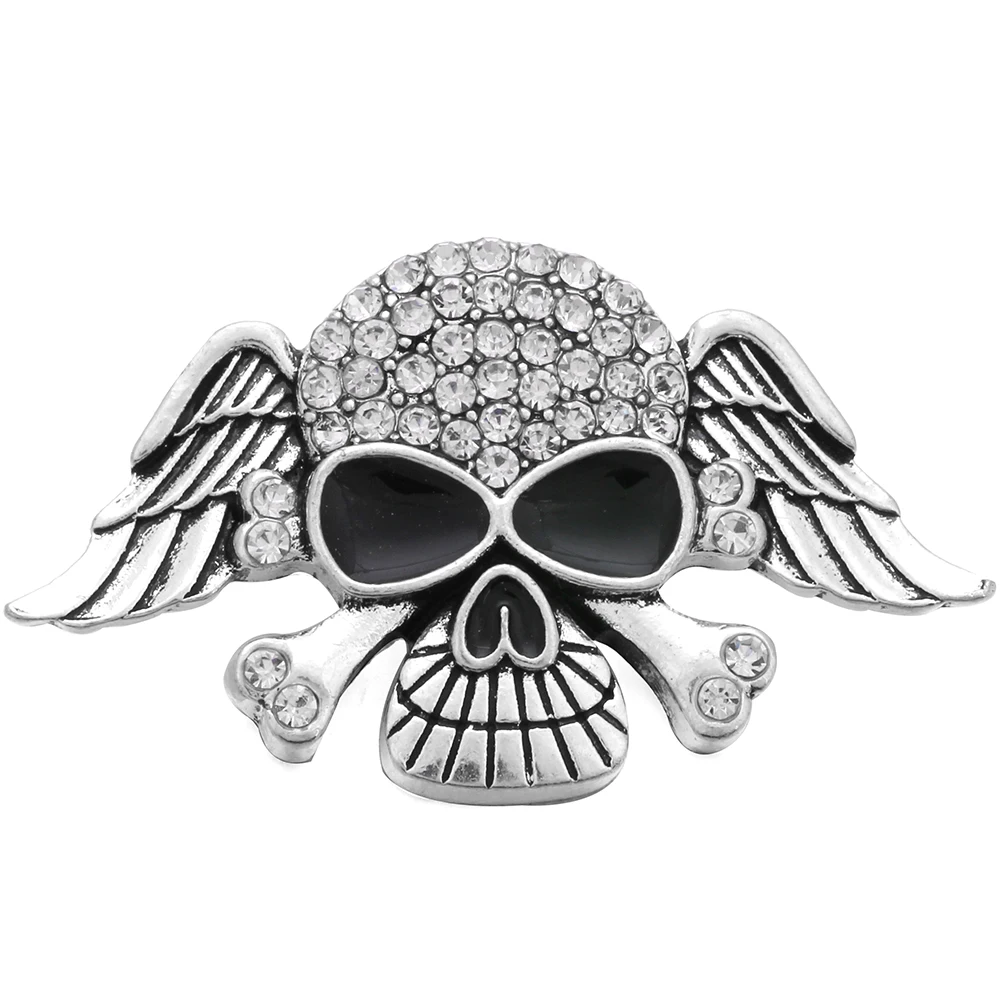 

10pcs/lot New Snap Jewelry Rhinestone Skull Metal Snap Buttons for Ginger 18mm Snap Button Bracelet Charms For Men Women