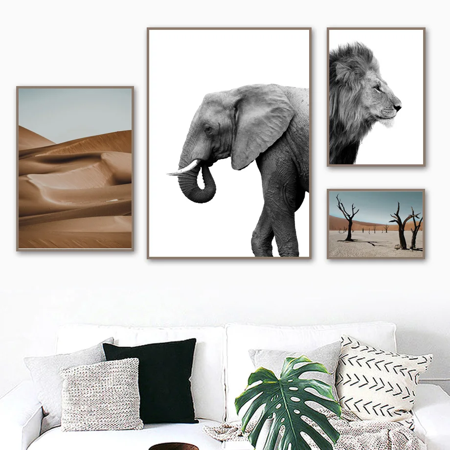 Elephant Lion Desert Tree Wall Art Canvas Painting Animal Nordic Posters And Prints Black White Canvas Pictures For Living Room
Elephant Lion Desert Tree Wall Art Canvas Painting Animal Nordic Posters And Prints Black White Canvas Pictures For Living Room