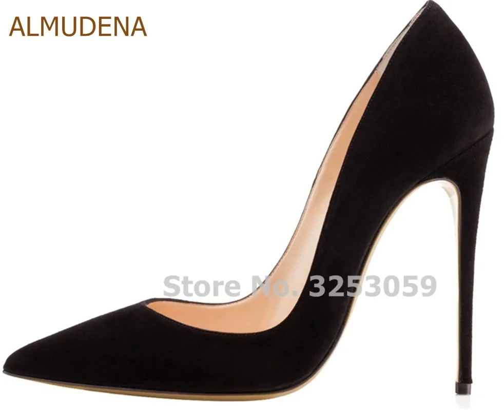 ALMUDENA/пикантные женские черные замшевые туфли на высоком каблуке офисные