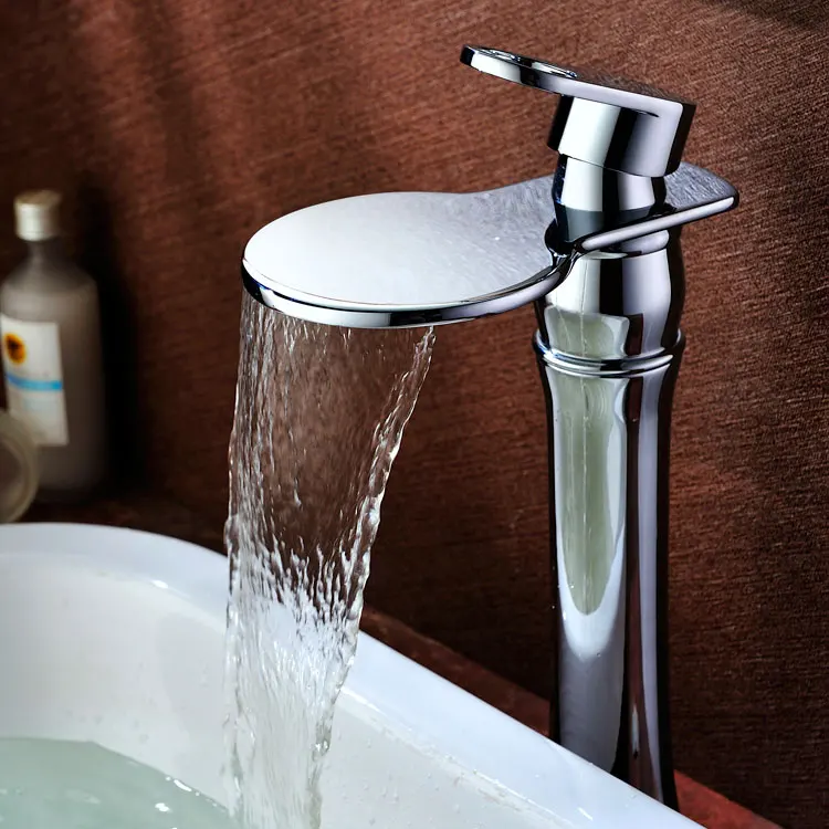 European high solid brass chrome bathroom sink waterfall faucet golden basin Hot and cold water mixer tap faucet-3285
European high solid brass chrome bathroom sink waterfall faucet golden basin Hot and cold water mixer tap faucet-3285