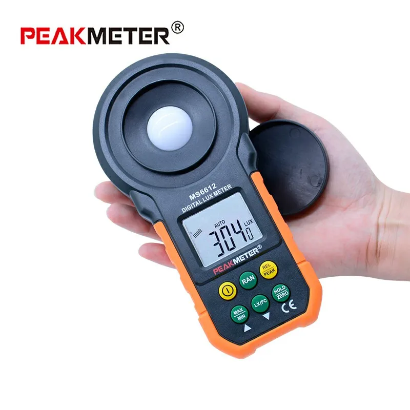 

PEAKMETER PM6612 Digital Lux Light Meter umenmeter Lux/FC Meters Luminometer With Auto Manual Range 0-200000 Lux/0-20000FC