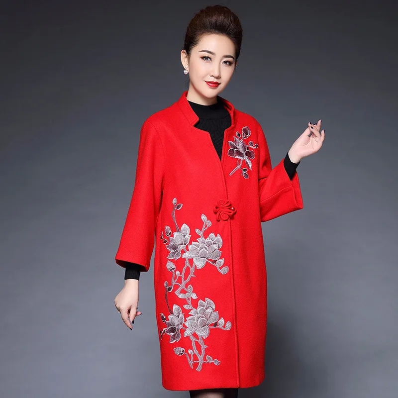 Women Winter Coat Traditional Chinese Clothing Winter Thick Cheongsam Dress Crane Embroidery Vintage Wool Qipao New Year AA4532
Women Winter Coat Traditional Chinese Clothing Winter Thick Cheongsam Dress Crane Embroidery Vintage Wool Qipao New Year AA4532