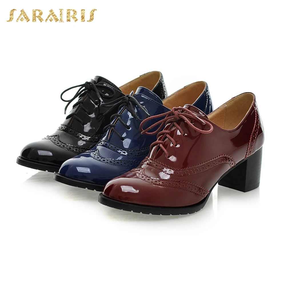 SARAIRIS Large Size 34-43 Women British Shoelace Chunky Heels Platform Patent PU Shoes Woman School Girls Pumps
SARAIRIS Large Size 34-43 Women British Shoelace Chunky Heels Platform Patent PU Shoes Woman School Girls Pumps