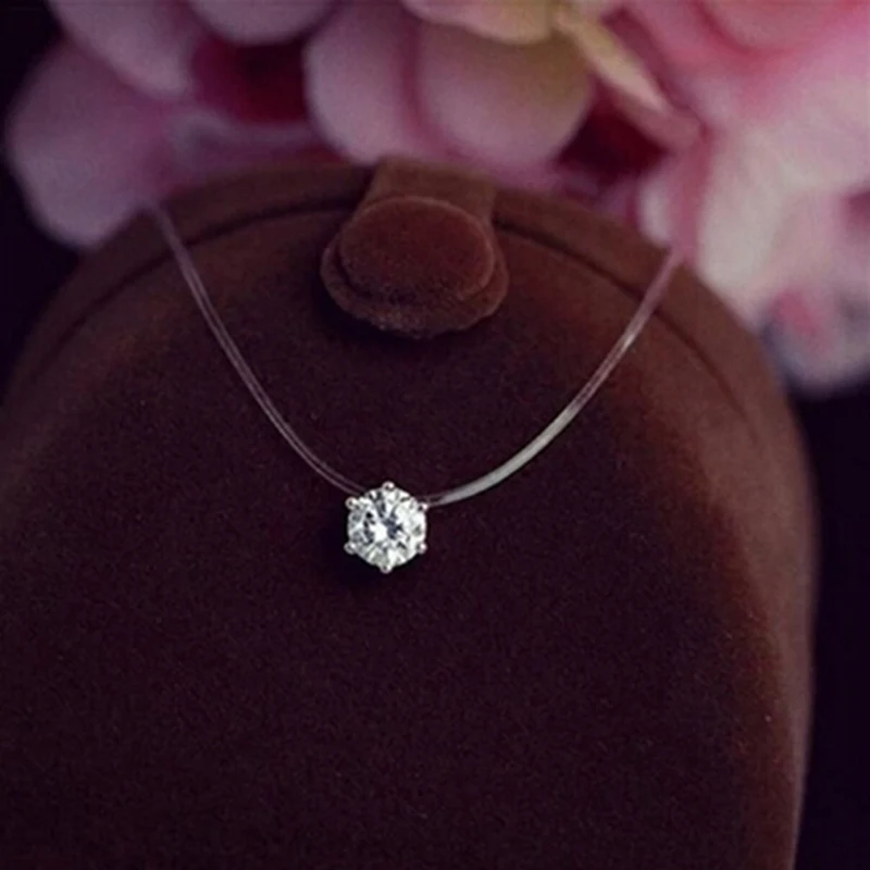 Fashion Square 6 Claw Cz Stone Crystal Zircon Necklace Invisible Transparent Fishing Line Chain Necklace For Women
Fashion Square 6 Claw Cz Stone Crystal Zircon Necklace Invisible Transparent Fishing Line Chain Necklace For Women