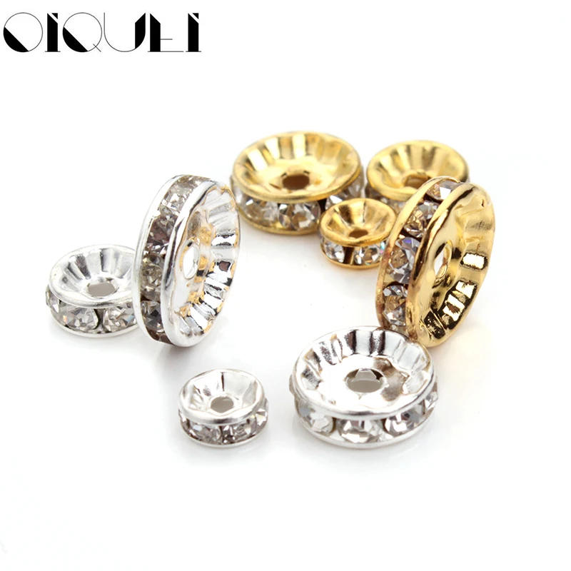 OIQUEI 6mm 8mm 10mm 50pcs Gold Sliver Color Crystal Rhinestone Rondelles Loose Spacer Beads For DIY Jewelry Making Accessories
OIQUEI 6mm 8mm 10mm 50pcs Gold Sliver Color Crystal Rhinestone Rondelles Loose Spacer Beads For DIY Jewelry Making Accessories