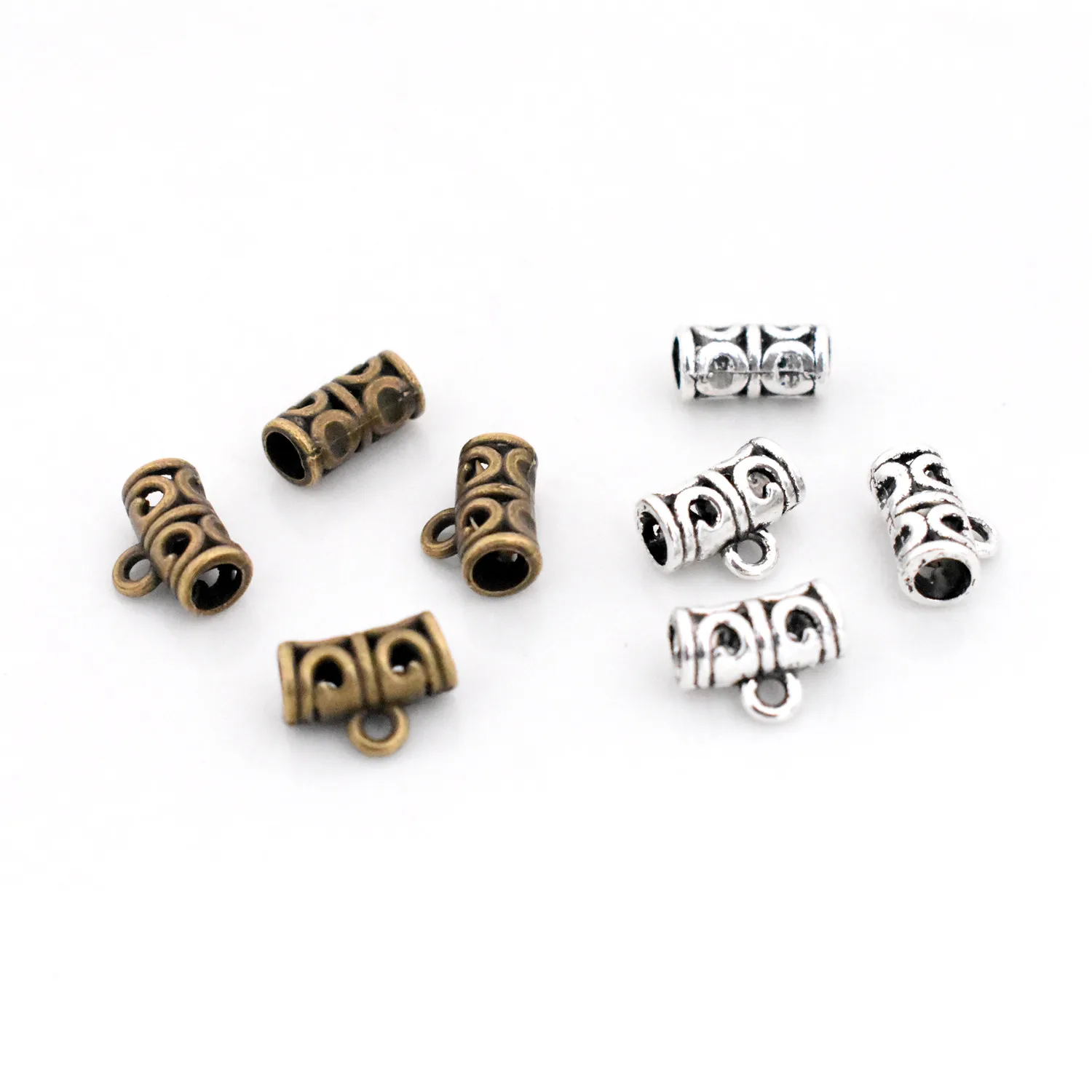 30pcs/lot Antique Silver and Bronze Plated Charm Bail Beads Pendant Clip Clasp Connectors for Bracelet Necklace Jewelry Making
30pcs/lot Antique Silver and Bronze Plated Charm Bail Beads Pendant Clip Clasp Connectors for Bracelet Necklace Jewelry Making