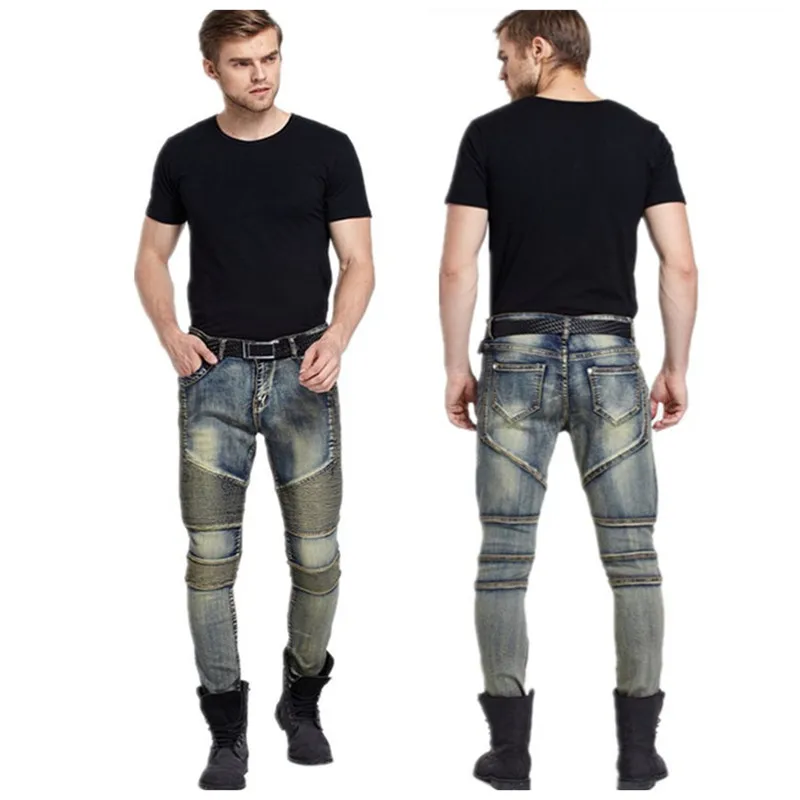 Men's Pleated Jeans High Street Style Slim Denim Jeans Men Bronze Long Jeans New Male Pencil Pants Elastic Jeans
Men's Pleated Jeans High Street Style Slim Denim Jeans Men Bronze Long Jeans New Male Pencil Pants Elastic Jeans