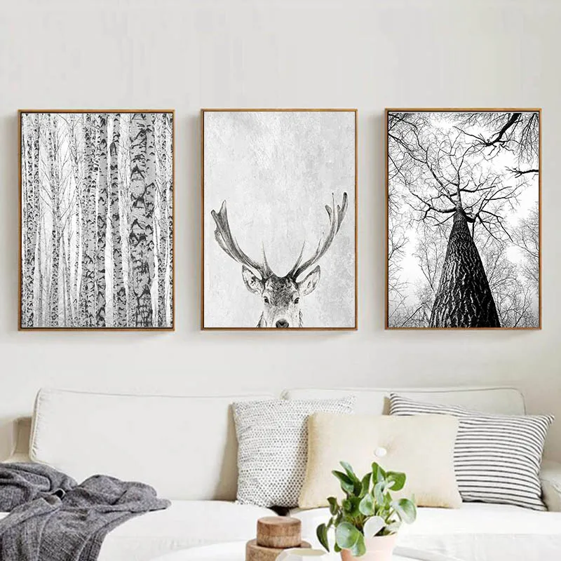 Modern Scandinavian Wall Art Grey White Tree Canvas Painting Deer Animal Posters and Prints Pictures for Living Room Decoration
Modern Scandinavian Wall Art Grey White Tree Canvas Painting Deer Animal Posters and Prints Pictures for Living Room Decoration