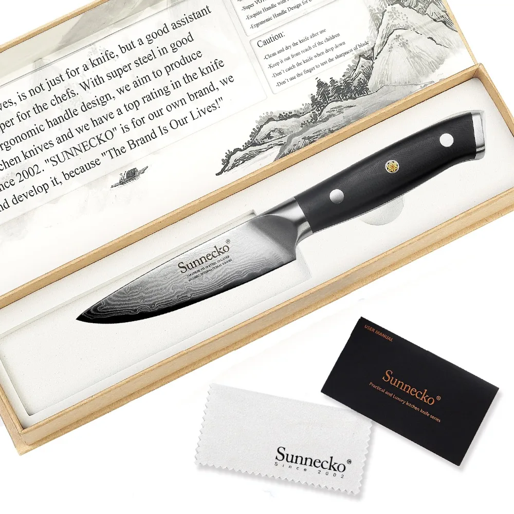 SUNNECKO 3 5 "дюймовый нож шеф-повара для очистки овощей Кухонные ножи 73-слойные