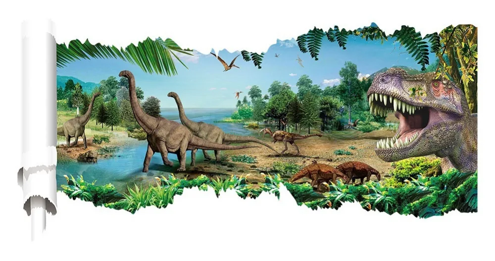3D эффект Юрского периода динозавра настенный стикер s домашний декоративный фон