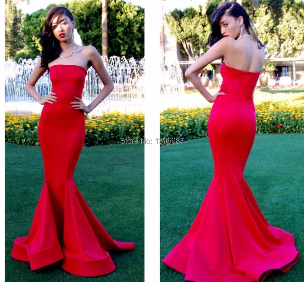 Red mermaid simple Draped Evening Dresses Strapless backless Prom Gowns 2015 New custom Made Evening Dress Hot Selling AC012
Red mermaid simple Draped Evening Dresses Strapless backless Prom Gowns 2015 New custom Made Evening Dress Hot Selling AC012