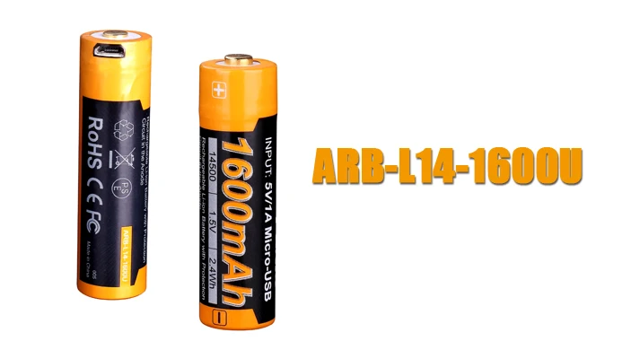 Fenix ARB-L14-1600U Micro-USB зарядный порт для зарядки аккумулятора аа с защитой от короткого
