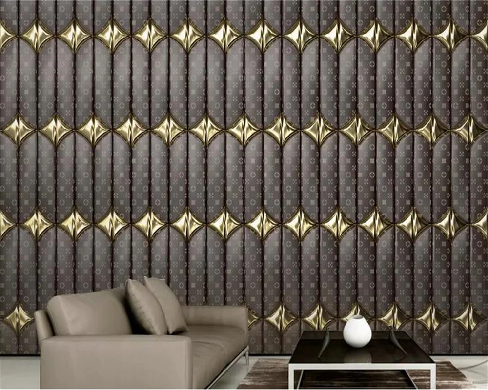 beibehang Custom photo wallpaper 3d bedroom mural checkered stitching soft pack wall background | Обустройство дома