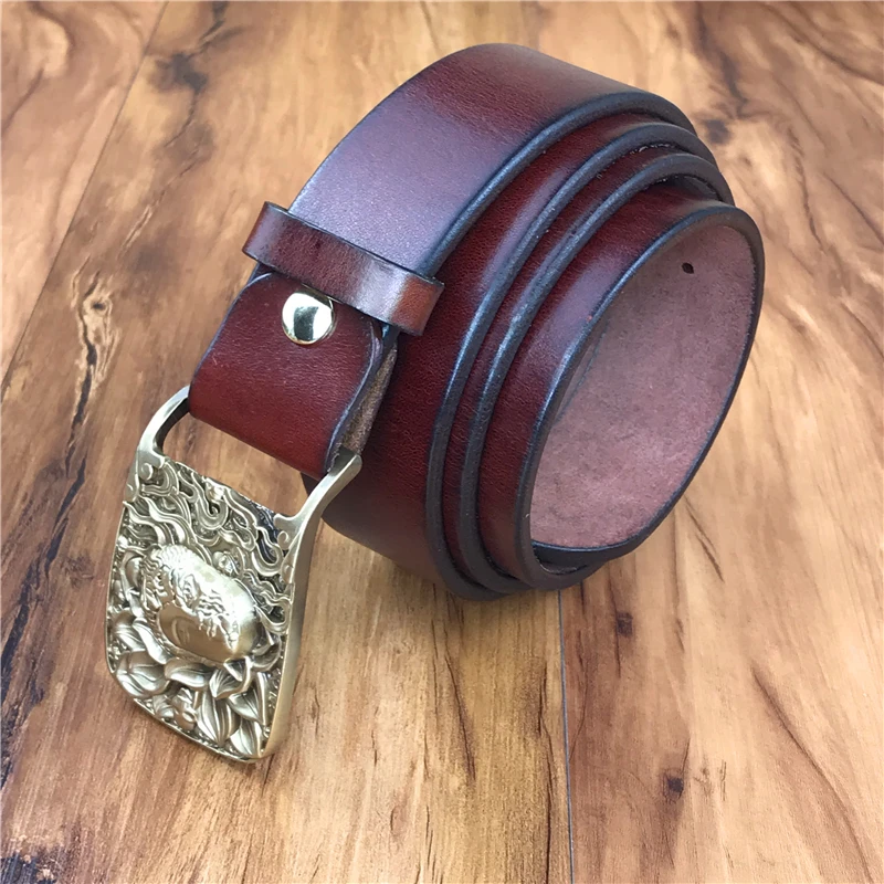 Brass Buddha Belt Buckle Genuine Leather Men Belt Cinturon Hombre Riem Leather Belt Men Waist Belt Cinturon Mujer Cinto MBT0570
Brass Buddha Belt Buckle Genuine Leather Men Belt Cinturon Hombre Riem Leather Belt Men Waist Belt Cinturon Mujer Cinto MBT0570