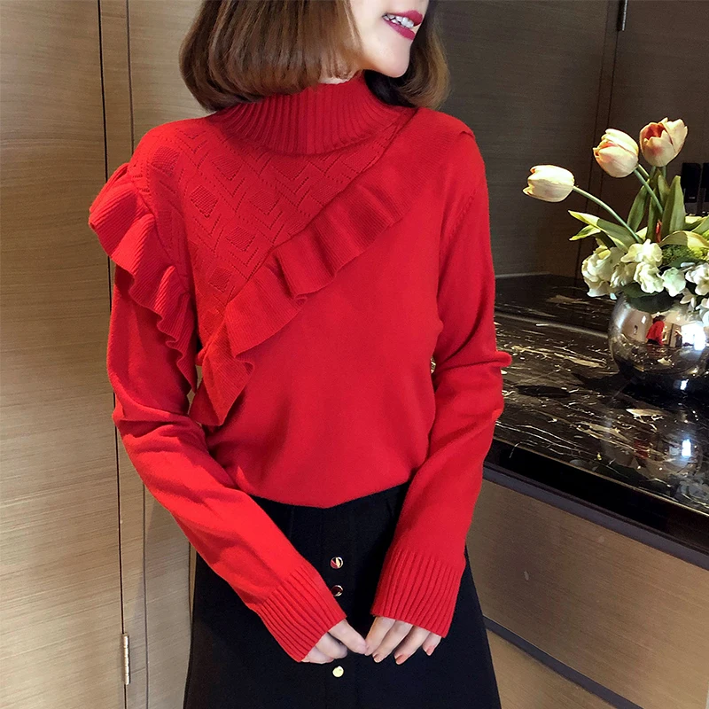 Ms. half turtleneck sweater fall and winter clothes new sweet flounced long-sleeved fashion Slim bottoming sweater
Ms. half turtleneck sweater fall and winter clothes new sweet flounced long-sleeved fashion Slim bottoming sweater