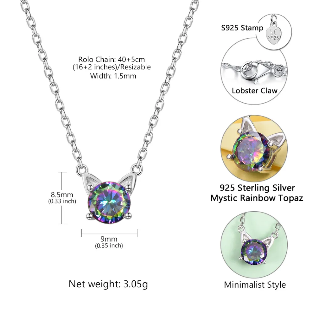 Kpop Cat Pendant Necklace 925 Sterling Silver Crystal Jewelry Gifts Rainbow Stone Dainty Cat Kitty Necklace for Women P6235
Kpop Cat Pendant Necklace 925 Sterling Silver Crystal Jewelry Gifts Rainbow Stone Dainty Cat Kitty Necklace for Women P6235