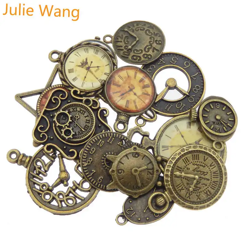 Julie Wang 10pcs Antique Bronze Alloy Random Mixing Clock Charms For Necklace Pendant Finding Jewelry Making Metal Accessory
Julie Wang 10pcs Antique Bronze Alloy Random Mixing Clock Charms For Necklace Pendant Finding Jewelry Making Metal Accessory