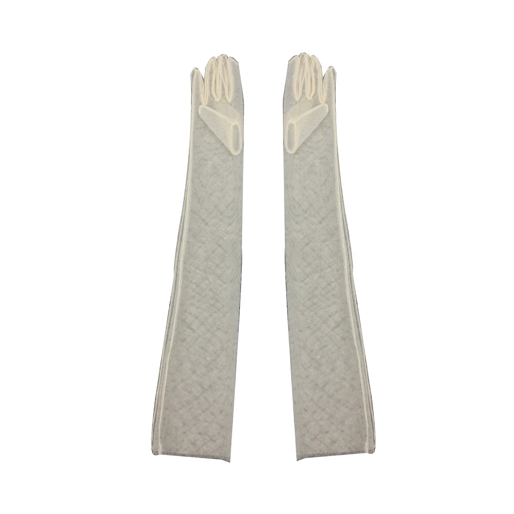 70Cm Bride Gloves Wedding Chiffon Gauze Long Diy Dress Cosplay Costume For Woman Champagne 1Pair Cham |