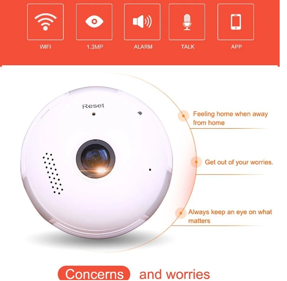 Новый escam вт qp135 тип лампы панорамный wi-fi ip-камеры 1 3-мегапиксельная h.264