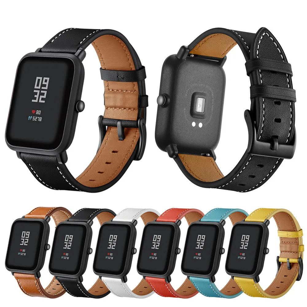Ремешок из натуральной кожи для наручных часов браслет Xiaomi Huami Amazfit Bip Lite S U Pop GTS 2