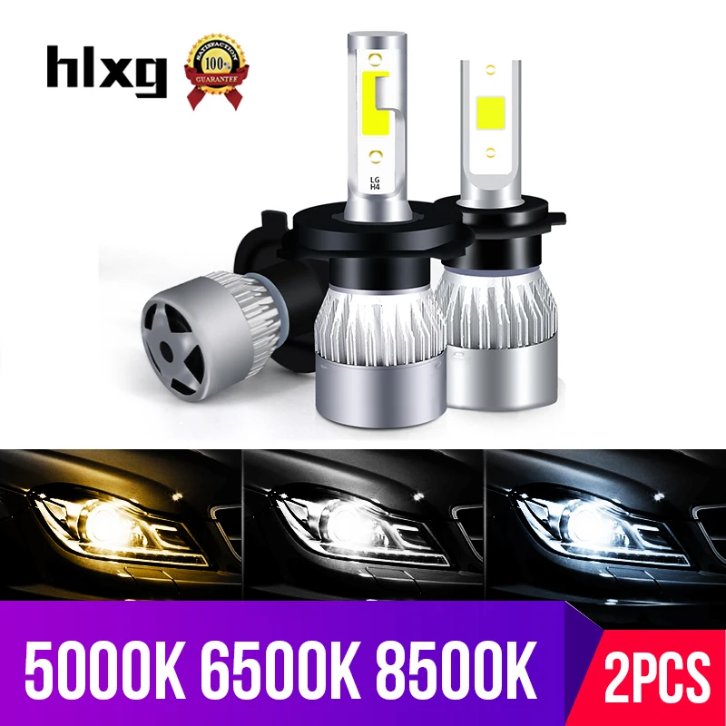 Автомобильная лампа HLXG 5000K 6500K 8500K H7 Led H4 H11 H8 HB3 H1 9006 для фары High Low Beam и противотуманных фонарей мотоцикла и автомобиля 12V 24V Warm White on.