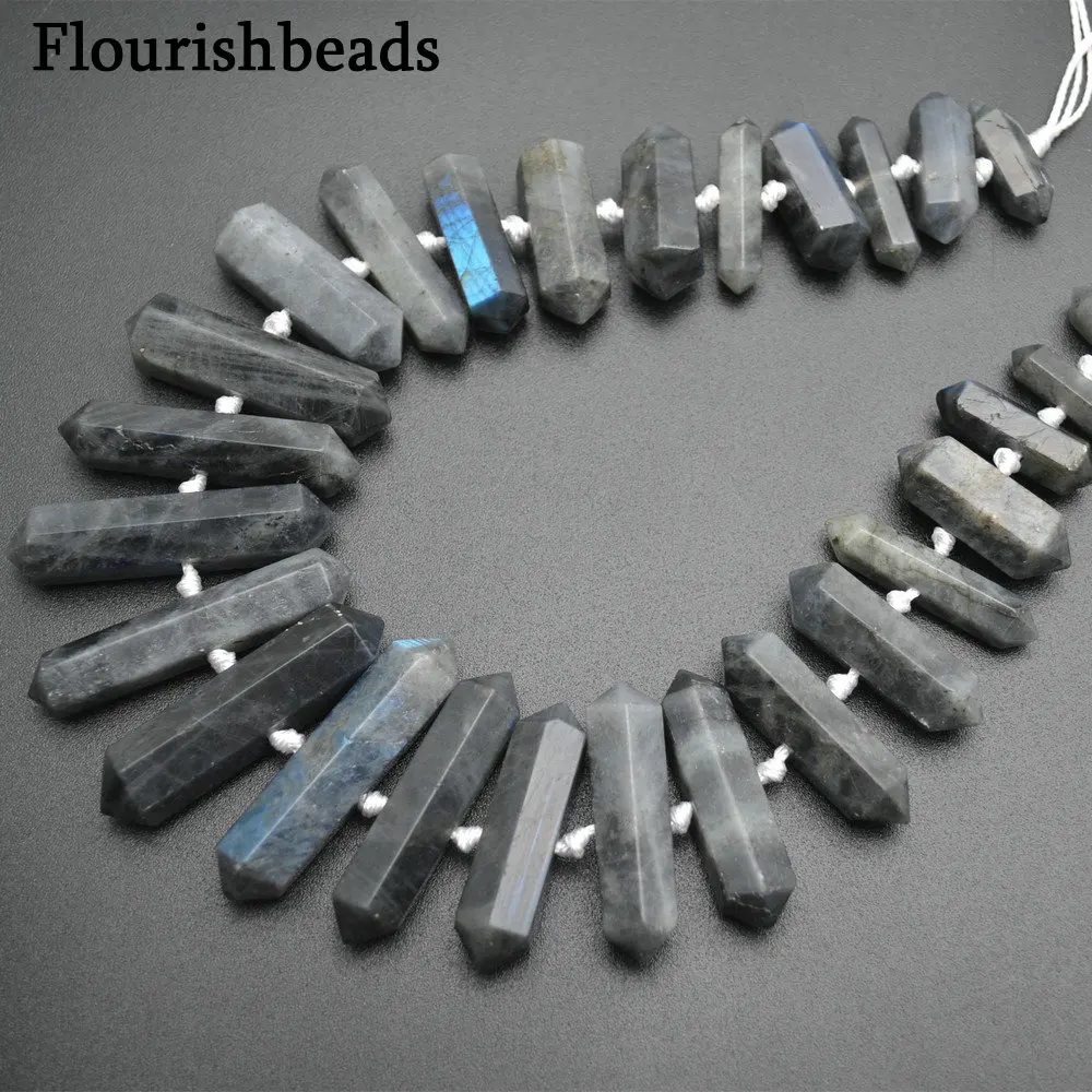 Natural Gemstone Labradorite Double Point Hole In Center Graduated Stone Loose Beads
Natural Gemstone Labradorite Double Point Hole In Center Graduated Stone Loose Beads