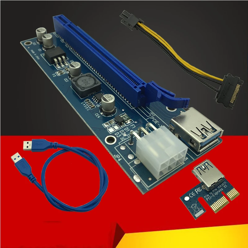 VER006C PCI Express Riser Card PCIE PCI-E Riser 006C 6Pin 1x to 16x Extender USB 3.0 Cable SATA to IDE for Bitcoin Mining Miner
VER006C PCI Express Riser Card PCIE PCI-E Riser 006C 6Pin 1x to 16x Extender USB 3.0 Cable SATA to IDE for Bitcoin Mining Miner