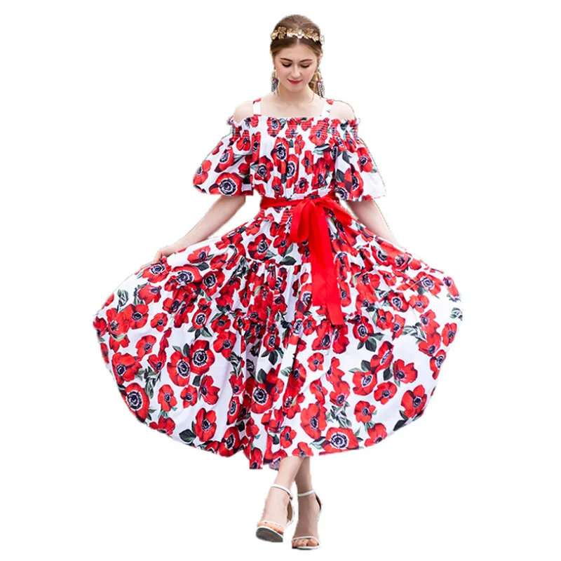 High Quality Women's Dress 2019 New Sweet Flower Printing Sling Fungus Elastic High Waist Large Swing Dress Female Spring Summer
High Quality Women's Dress 2019 New Sweet Flower Printing Sling Fungus Elastic High Waist Large Swing Dress Female Spring Summer