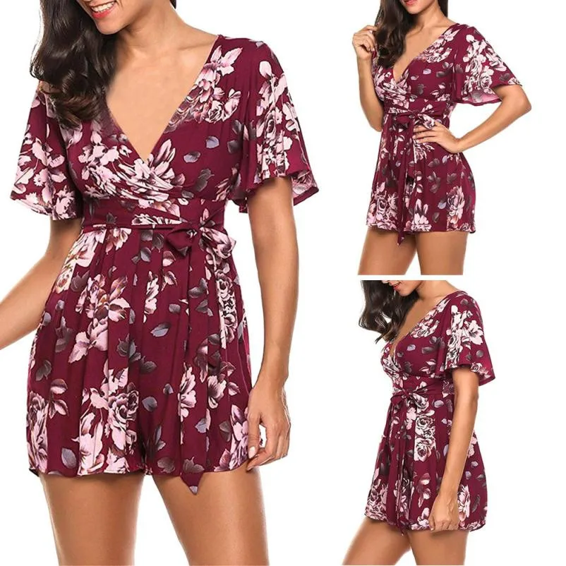 Fashion New Women Playsuits Sexy V Neck Loose Bohemia Floral Printing Short Sleeve Rompers Mini Beach Jumpsuit Summer
Fashion New Women Playsuits Sexy V Neck Loose Bohemia Floral Printing Short Sleeve Rompers Mini Beach Jumpsuit Summer