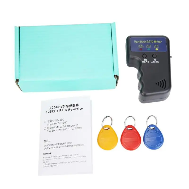 VODOOL 125KHz Handheld RFID Duplicator Copier Reader Writer Programmer EM4100 EM4305 75577 Rewritable ID Keyfob Key Card Tags
VODOOL 125KHz Handheld RFID Duplicator Copier Reader Writer Programmer EM4100 EM4305 75577 Rewritable ID Keyfob Key Card Tags