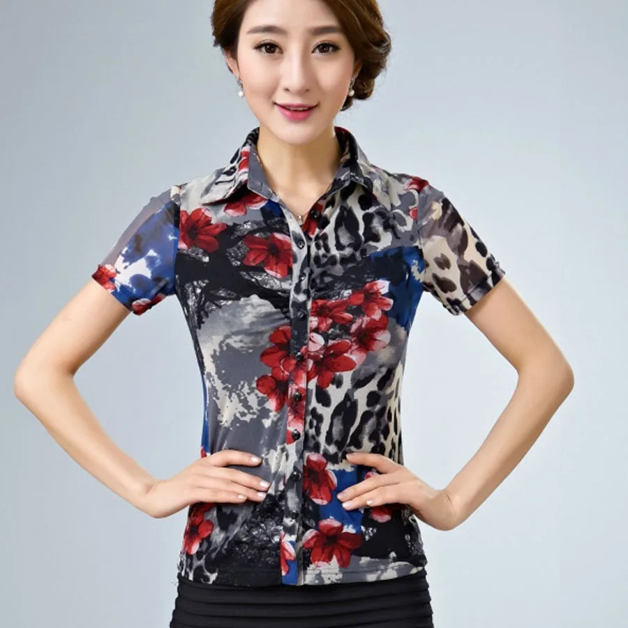 Casual Summer Woman Printed Flower Pattern Slim Stretch Short Sleeve Mesh Blouse Shirt , Female Women 3XL Pleated Blouses Shirts
Casual Summer Woman Printed Flower Pattern Slim Stretch Short Sleeve Mesh Blouse Shirt , Female Women 3XL Pleated Blouses Shirts