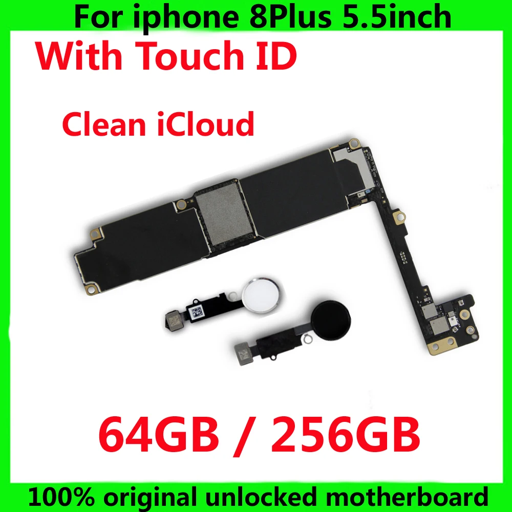 For iphone 8 Plus Original motherboard with / NO touch ID 64GB 256GB 100% Unlocked mainboard+chips for iphone 8Plus IOS system
For iphone 8 Plus Original motherboard with / NO touch ID 64GB 256GB 100% Unlocked mainboard+chips for iphone 8Plus IOS system