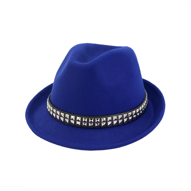 Men Women Wool Felt Fedora Hats with Rivet Metal Band European US Unisex Roll Brim Formal Party Jazz Trilby Top Panama Hat
Men Women Wool Felt Fedora Hats with Rivet Metal Band European US Unisex Roll Brim Formal Party Jazz Trilby Top Panama Hat