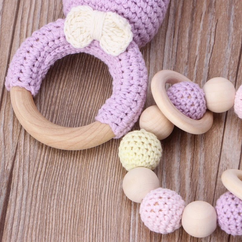 NEW 2Pcs/Set Baby Wooden Teether Bracelet Crochet Bunny Teething Ring Chewing Toy Shower Gift for Newborn kids
NEW 2Pcs/Set Baby Wooden Teether Bracelet Crochet Bunny Teething Ring Chewing Toy Shower Gift for Newborn kids