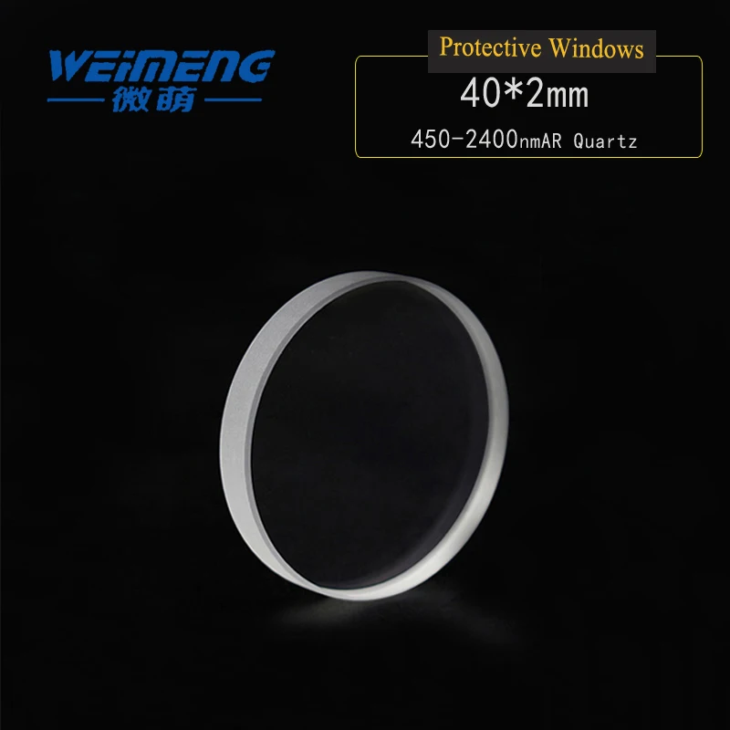 Weimeng Laser protective windows 40*2mm 450&2400nm AR circular quartz optical glasss for laser cutting welding engraving machine
Weimeng Laser protective windows 40*2mm 450&2400nm AR circular quartz optical glasss for laser cutting welding engraving machine