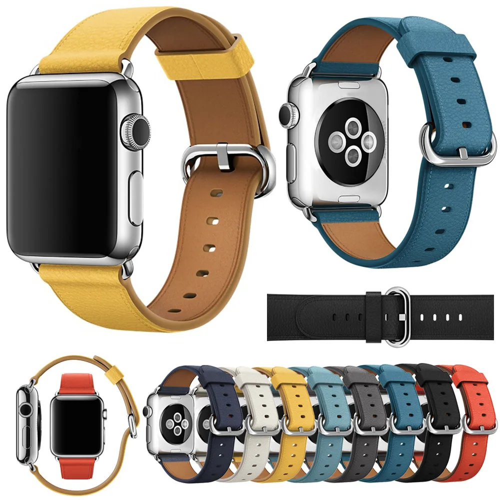Ремешок из натуральной кожи для Apple Watch Band 42 мм 38 iWatch Series 5/4/3/2/1 44 40 Классический