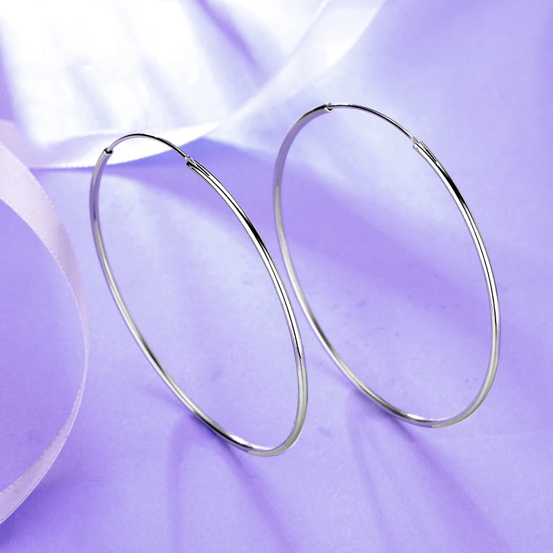 Фото Женские серьги кольца из серебра 2019 пробы большого размера|hoop earrings|jewelry silver