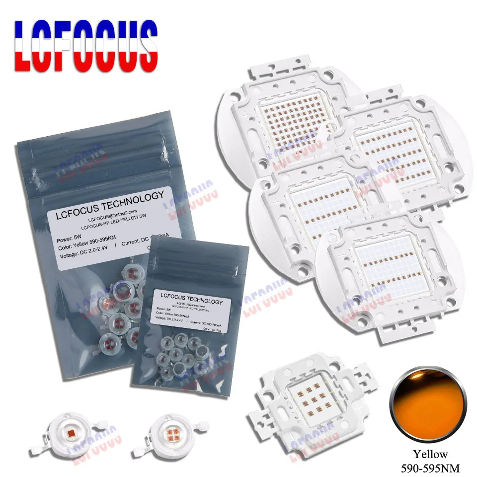 Супер яркие лампы SMD 1 Вт 3 5 10 20 30 50 100 желтые светодиодный чип COB высокой